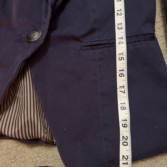 British Khaki Navy Blazer S One Button Preppy Minimalist Preppy Academic Nerd - Picture 9 of 10